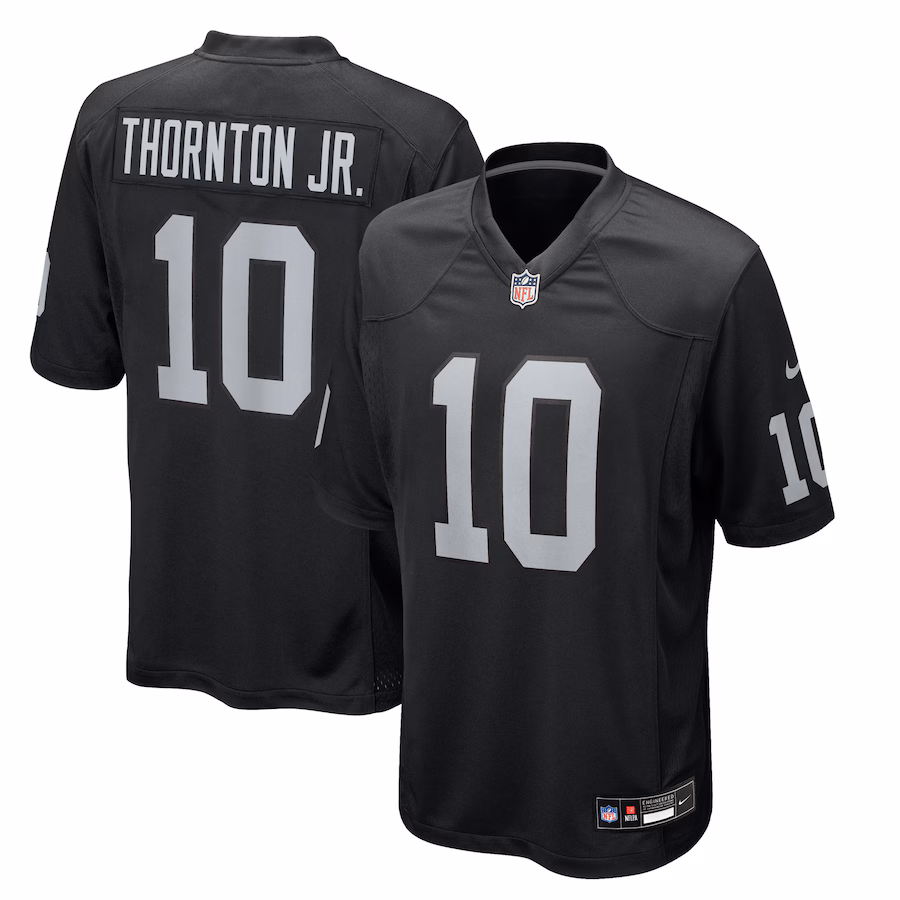 Men's Las Vegas Raiders Dont'e Thornton Jr. Nike Black Team Game Jersey - Jersey
