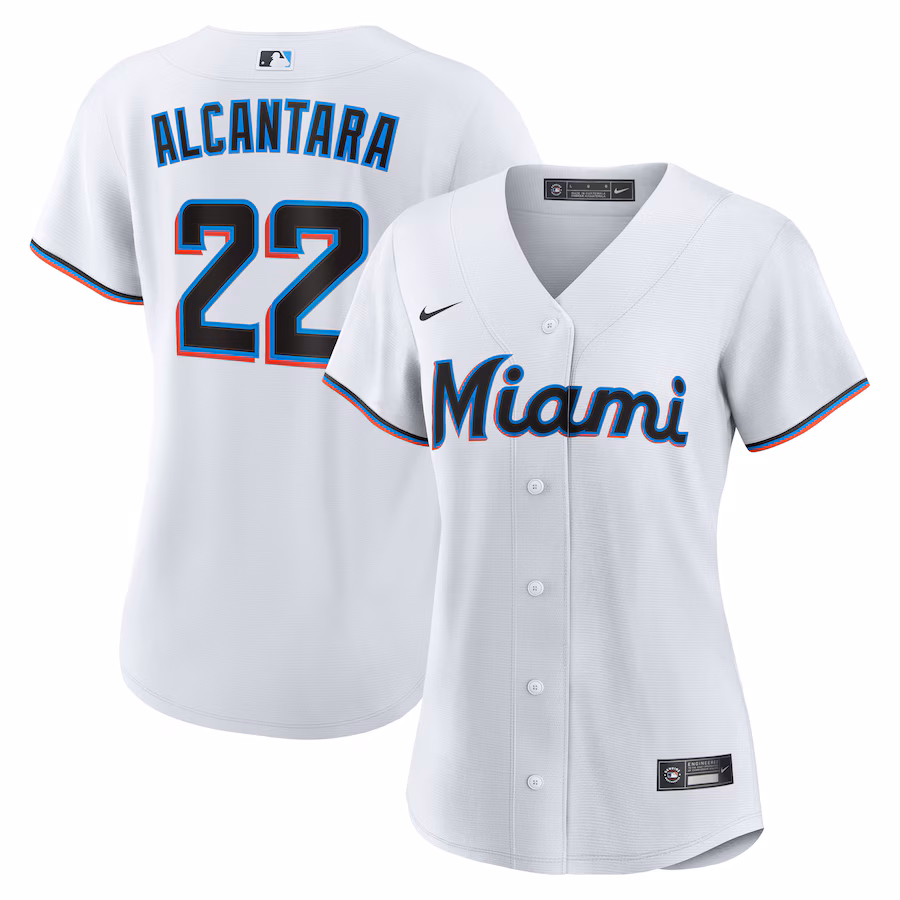 Women's Miami Marlins Sandy Alcantara Nike White Home Replica Player Jersey - Jersey
