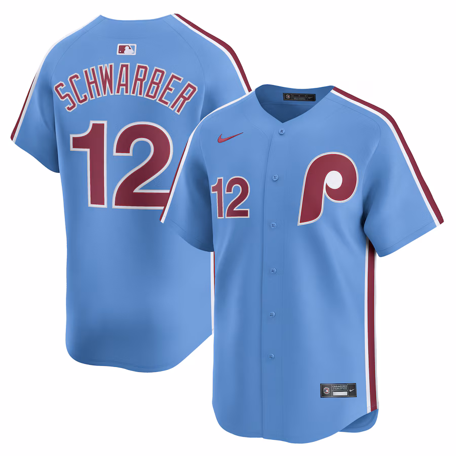 Men's Philadelphia Phillies Kyle Schwarber Nike Light Blue Alternate Limited Jersey - Jersey