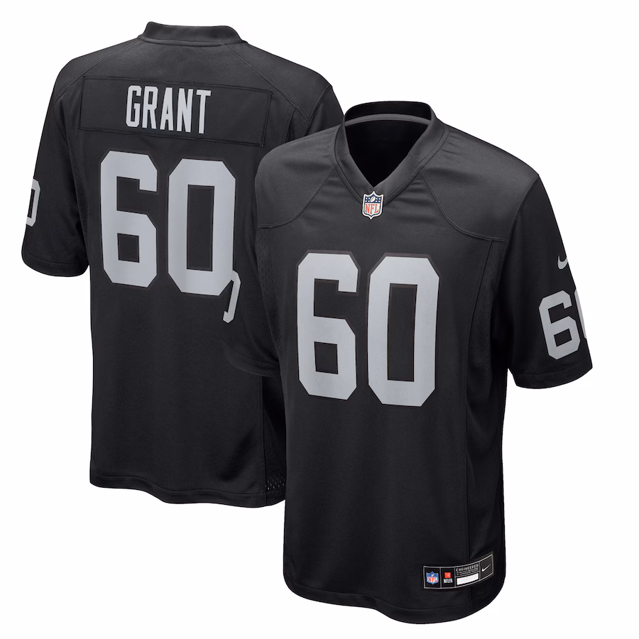 Men's Las Vegas Raiders Charles Grant Nike Black Team Game Jersey - Jersey