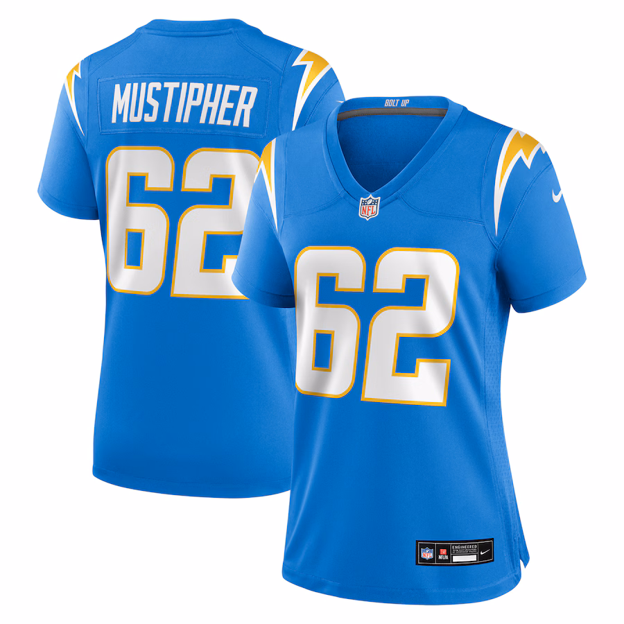 Women's Los Angeles Chargers Sam Mustipher Nike Powder Blue Team Game Jersey - Jersey