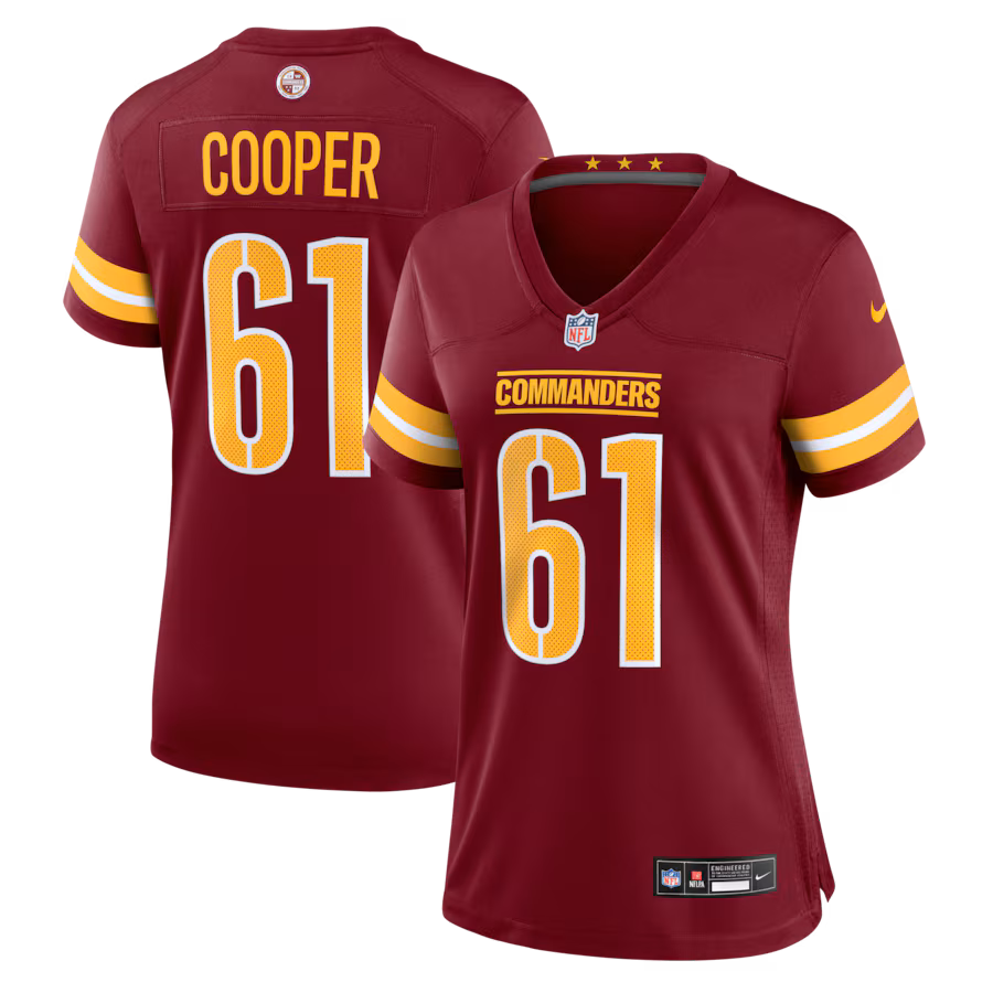 Women's Washington Commanders Tyler Cooper Nike Burgundy Team Game Jersey - Jersey