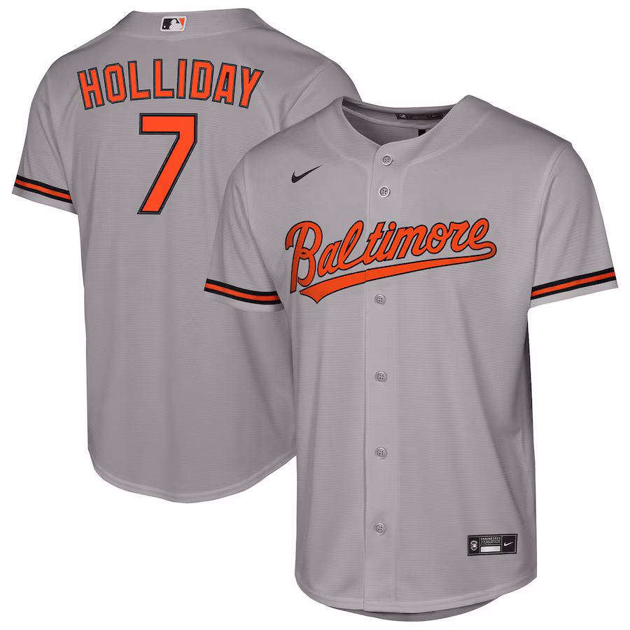 Youth Baltimore Orioles Jackson Holliday Nike Gray Road Replica Jersey - Jersey