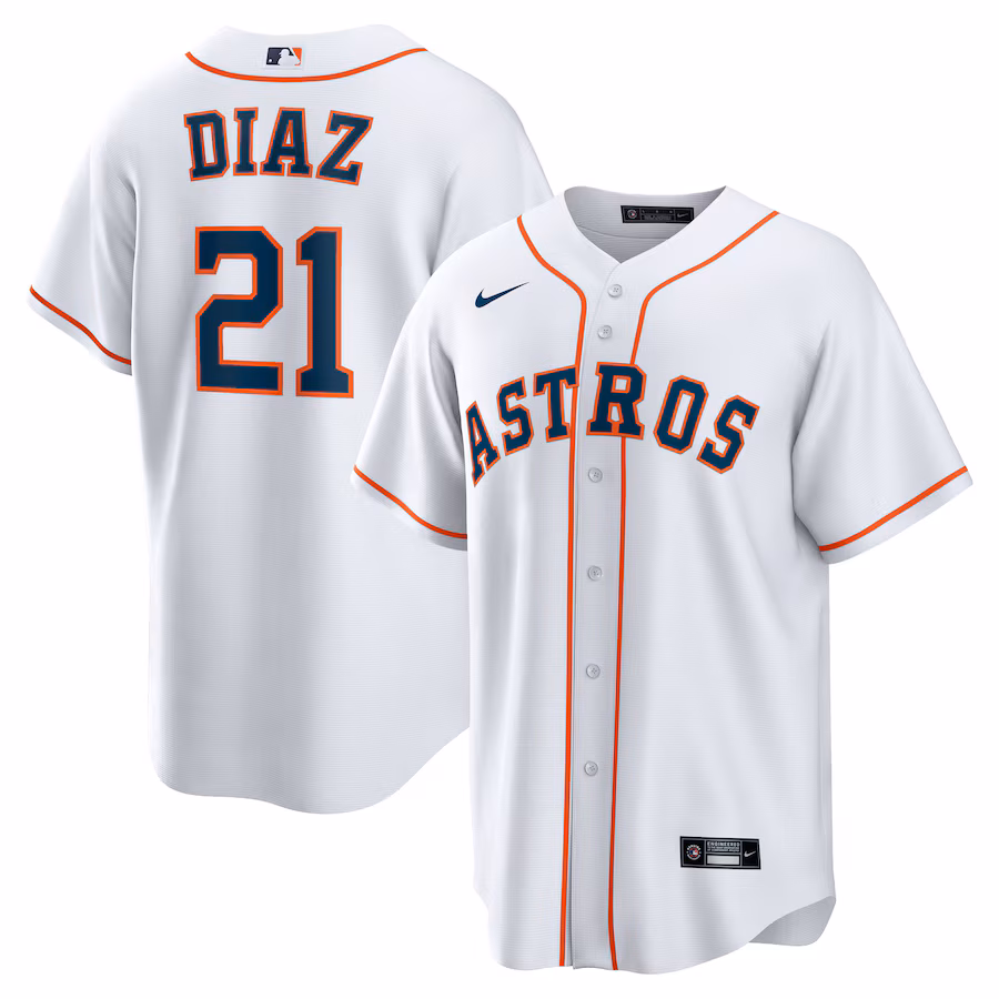 Youth Houston Astros Yainer Diaz Nike White Home Replica Jersey - Jersey