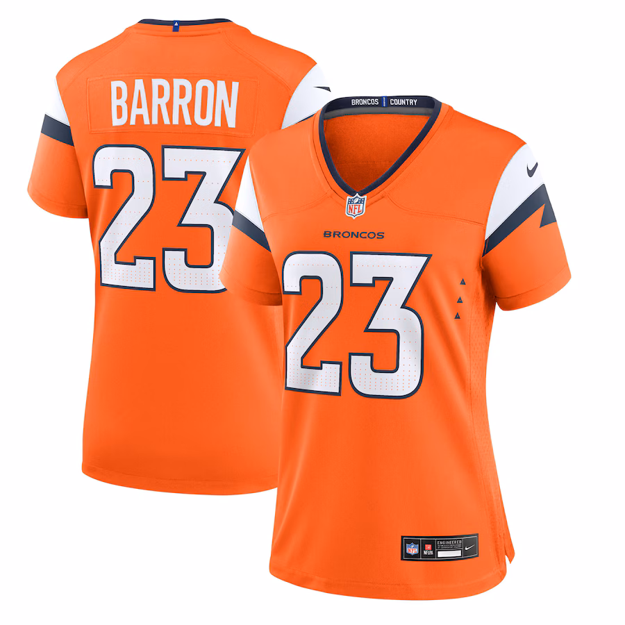 Women's Denver Broncos Jahdae Barron Nike Orange Team Game Jersey - Jersey