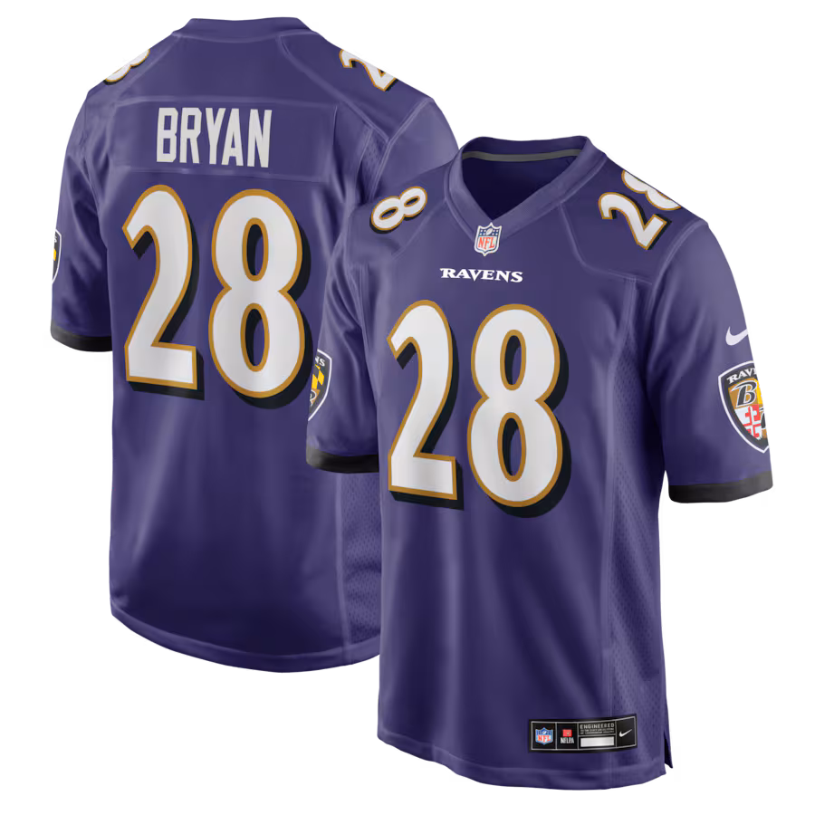 Men's Baltimore Ravens Taven Bryan Nike Purple Team Game Jersey - Jersey