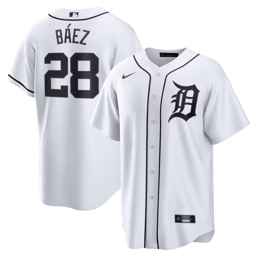 Men's Detroit Tigers Javier Báez Nike White Home Replica Jersey - Jersey