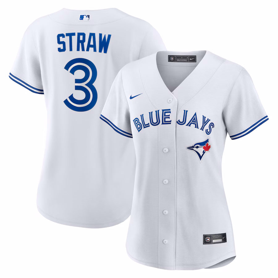 Women's Toronto Blue Jays Myles Straw Nike White Home Replica Jersey - Jersey