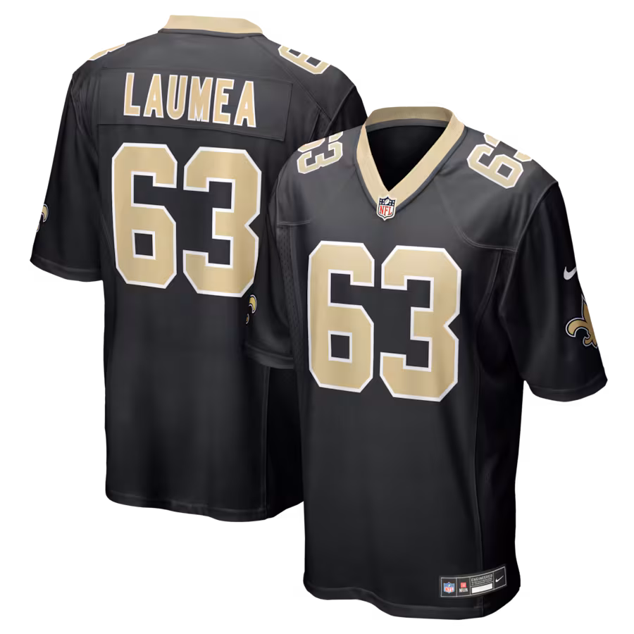 Men's New Orleans Saints Sataoa Laumea Nike Black Team Game Jersey - Jersey