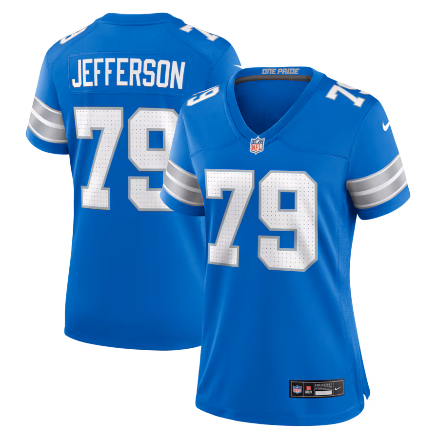 Women's Detroit Lions Quinton Jefferson Nike Blue Team Game Jersey - Jersey