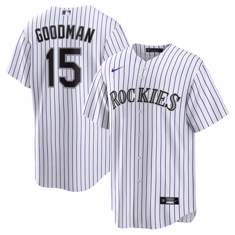 Youth Colorado Rockies Hunter Goodman Nike White Home Replica Jersey - Jersey