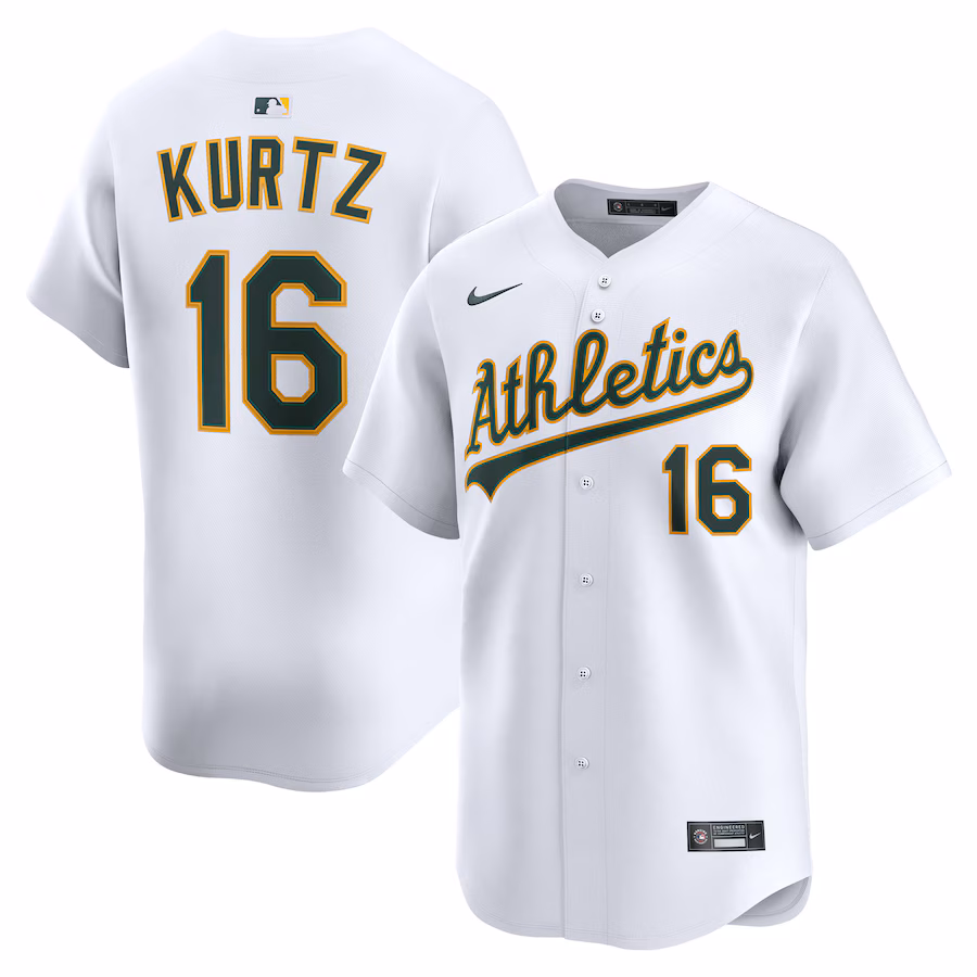 Men's Athletics Nick Kurtz Nike White Home Limited Player Jersey - Jersey