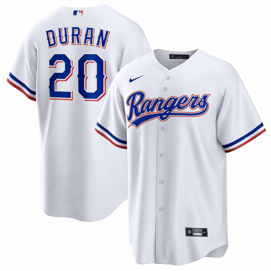 Youth Texas Rangers Ezequiel Duran Nike White Home Replica Jersey - Jersey