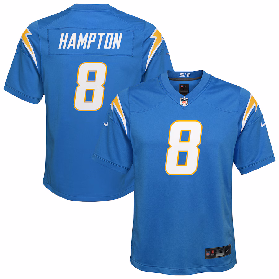 Youth Los Angeles Chargers Omarion Hampton Nike Powder Blue Team Game Jersey - Jersey
