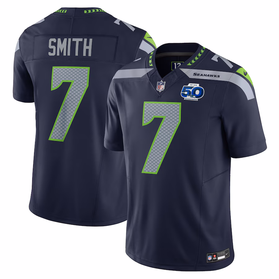 Men's Seattle Seahawks Geno Smith Nike College Navy 50th Season Vapor F.U.S.E. Limited Jersey - Jersey