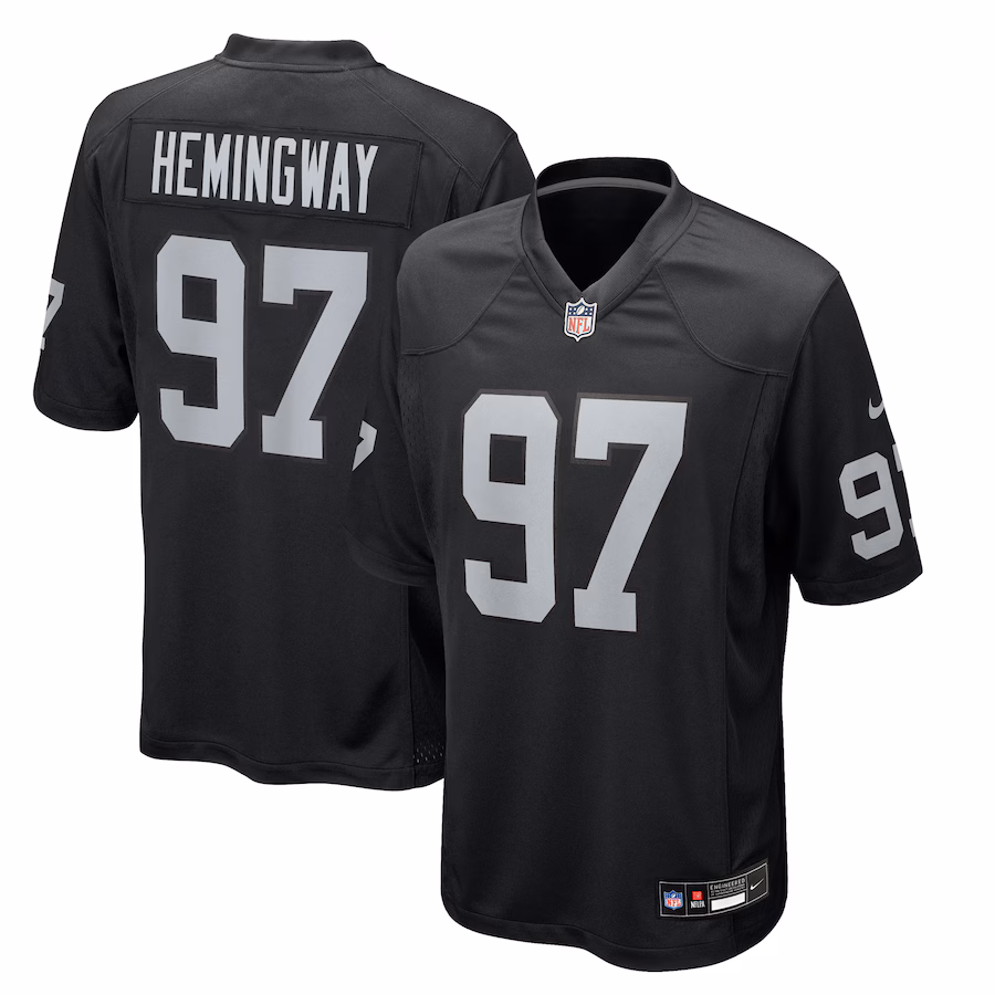 Men's Las Vegas Raiders Tonka Hemingway Nike Black Team Game Jersey - Jersey