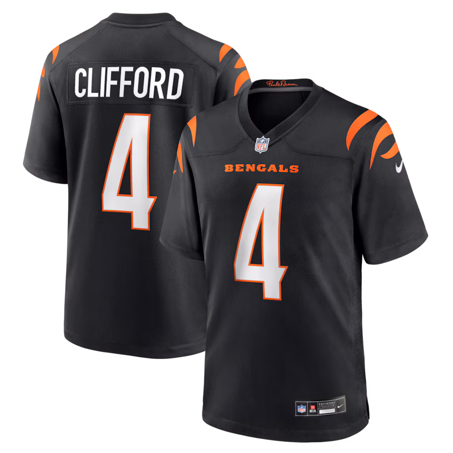 Men's Cincinnati Bengals Sean Clifford Nike Black Team Game Jersey - Jersey