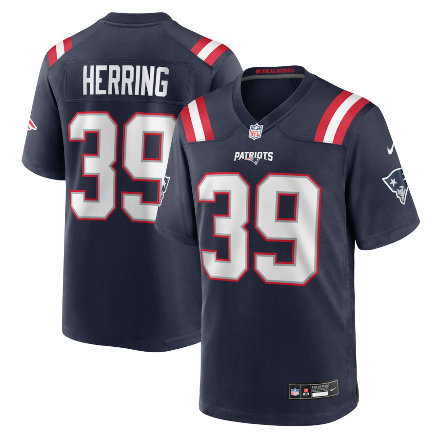 Men's New England Patriots Tyron Herring Nike Navy Team Game Jersey - Jersey