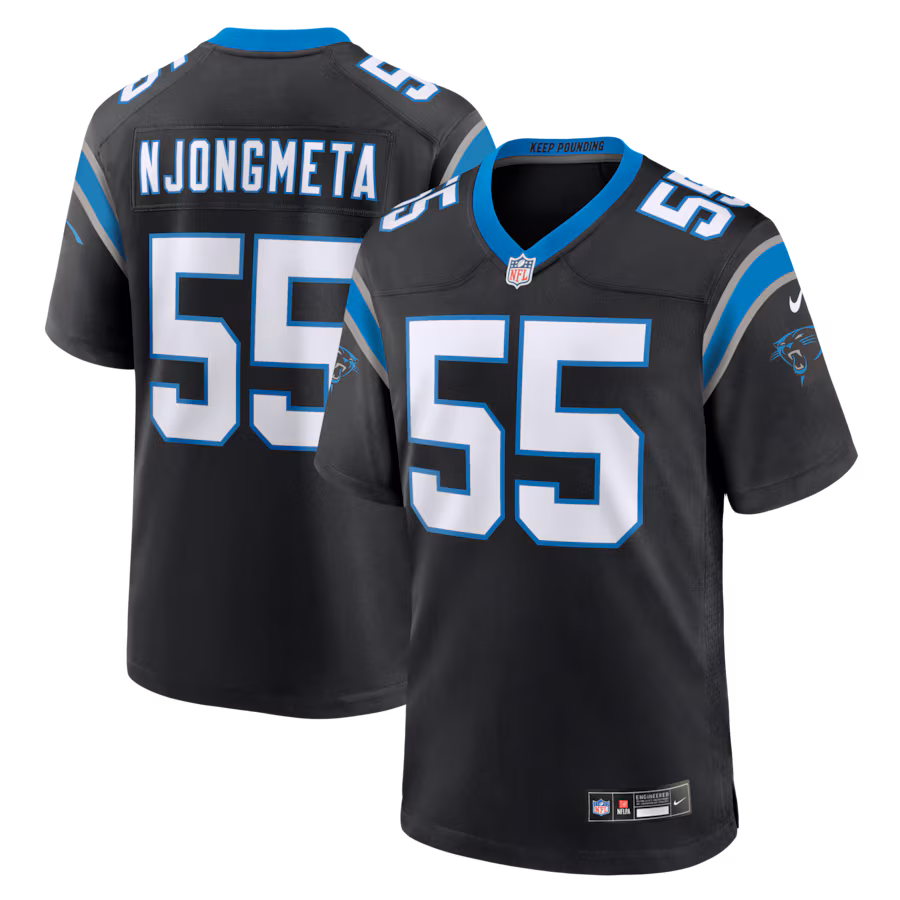 Men's Carolina Panthers Maema Njongmeta Nike Black Team Game Jersey - Jersey
