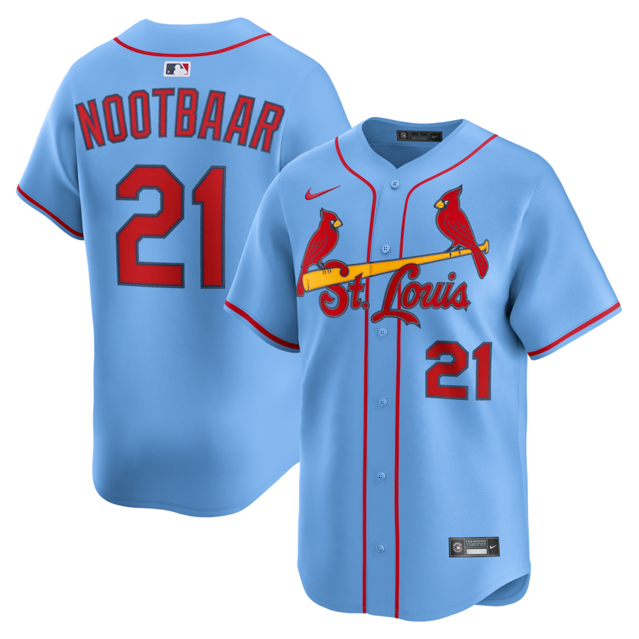 Men's St. Louis Cardinals Lars Nootbaar Nike Light Blue Alternate Limited Jersey - Jersey
