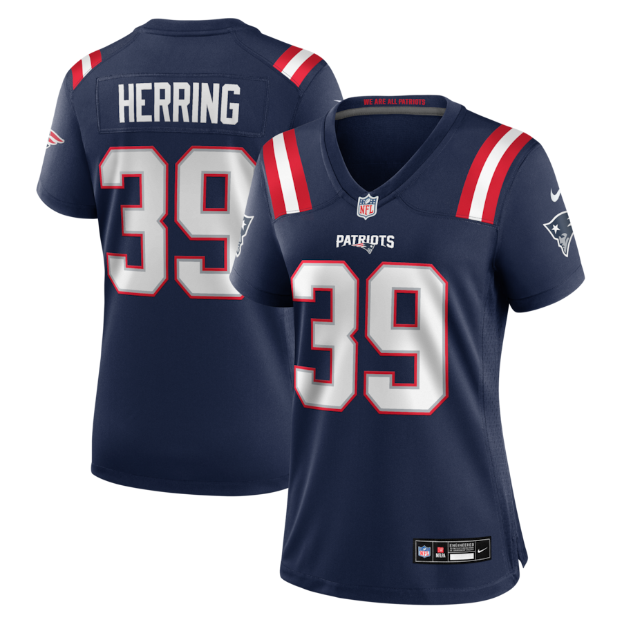 Women's New England Patriots Tyron Herring Nike Navy Team Game Jersey - Jersey
