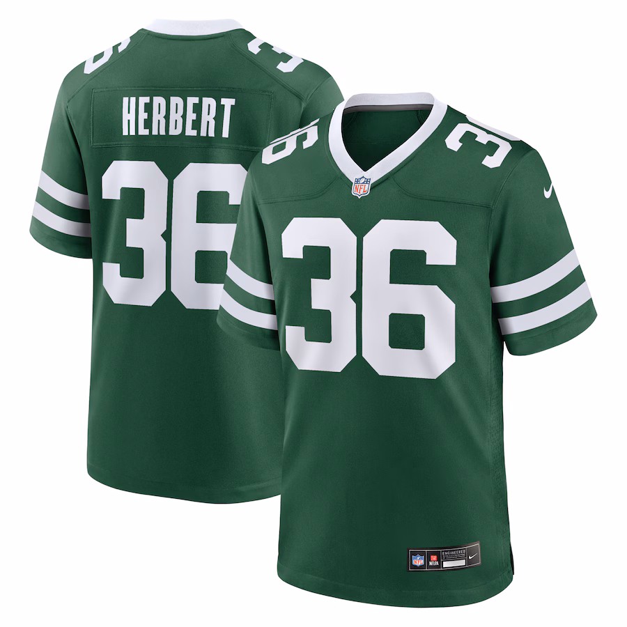 Men's New York Jets Khalil Herbert Nike Legacy Green Team Game Jersey - Jersey