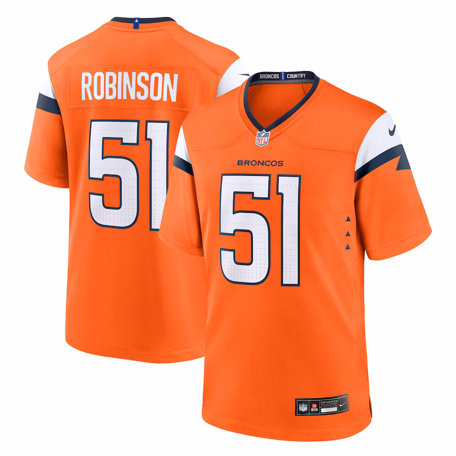 Men's Denver Broncos Que Robinson Nike Orange Team Game Jersey - Jersey
