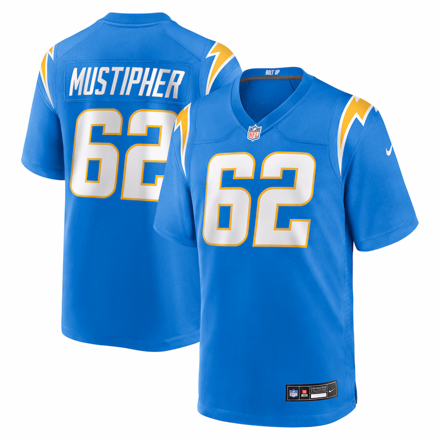 Men's Los Angeles Chargers Sam Mustipher Nike Powder Blue Team Game Jersey - Jersey
