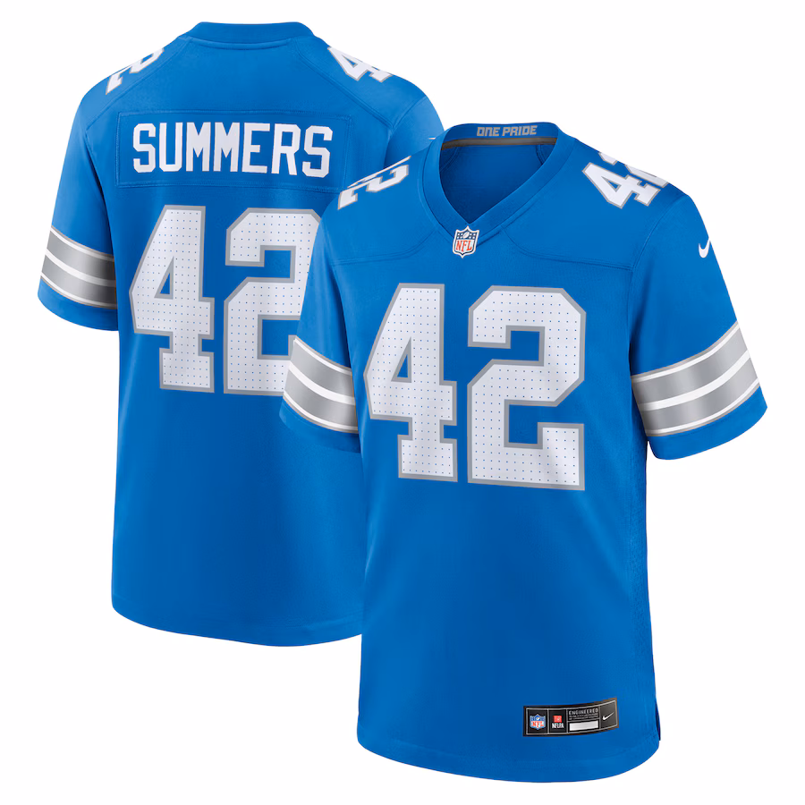Men's Detroit Lions Ty Summers Nike Blue Team Game Jersey - Jersey
