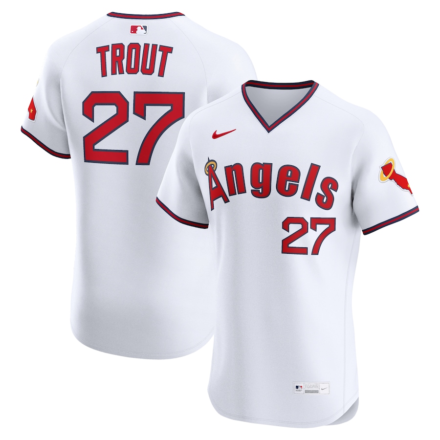 Men's Los Angeles Angels Mike Trout Nike White Alternate 2 Elite Jersey - Jersey