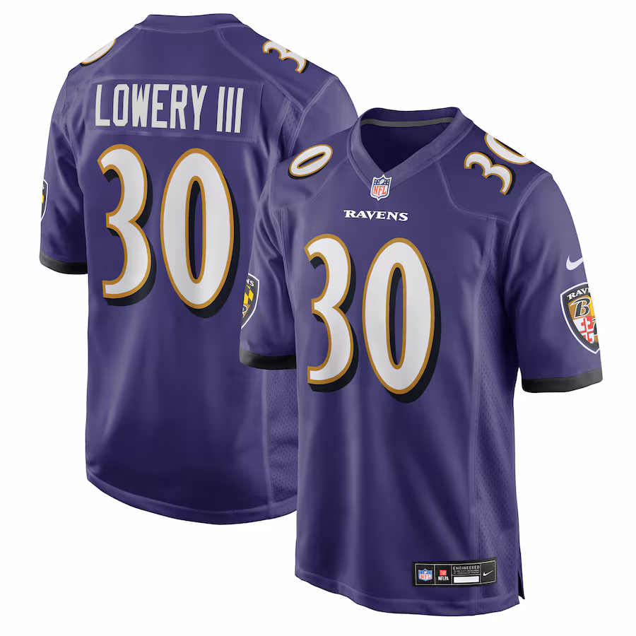 Men's Baltimore Ravens Reuben Lowery III Nike Purple Team Game Jersey - Jersey