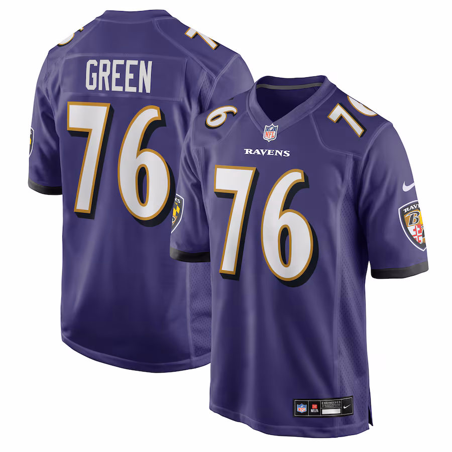 Men's Baltimore Ravens Kenyon Green Nike Purple Team Game Jersey - Jersey