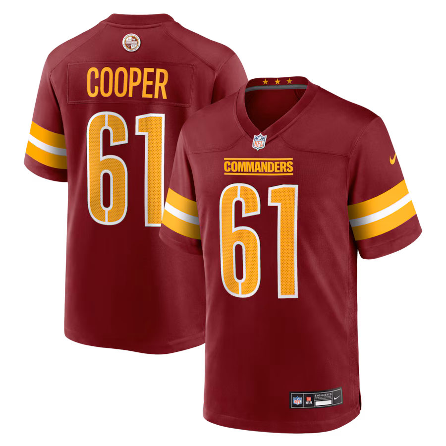 Men's Washington Commanders Tyler Cooper Nike Burgundy Team Game Jersey - Jersey