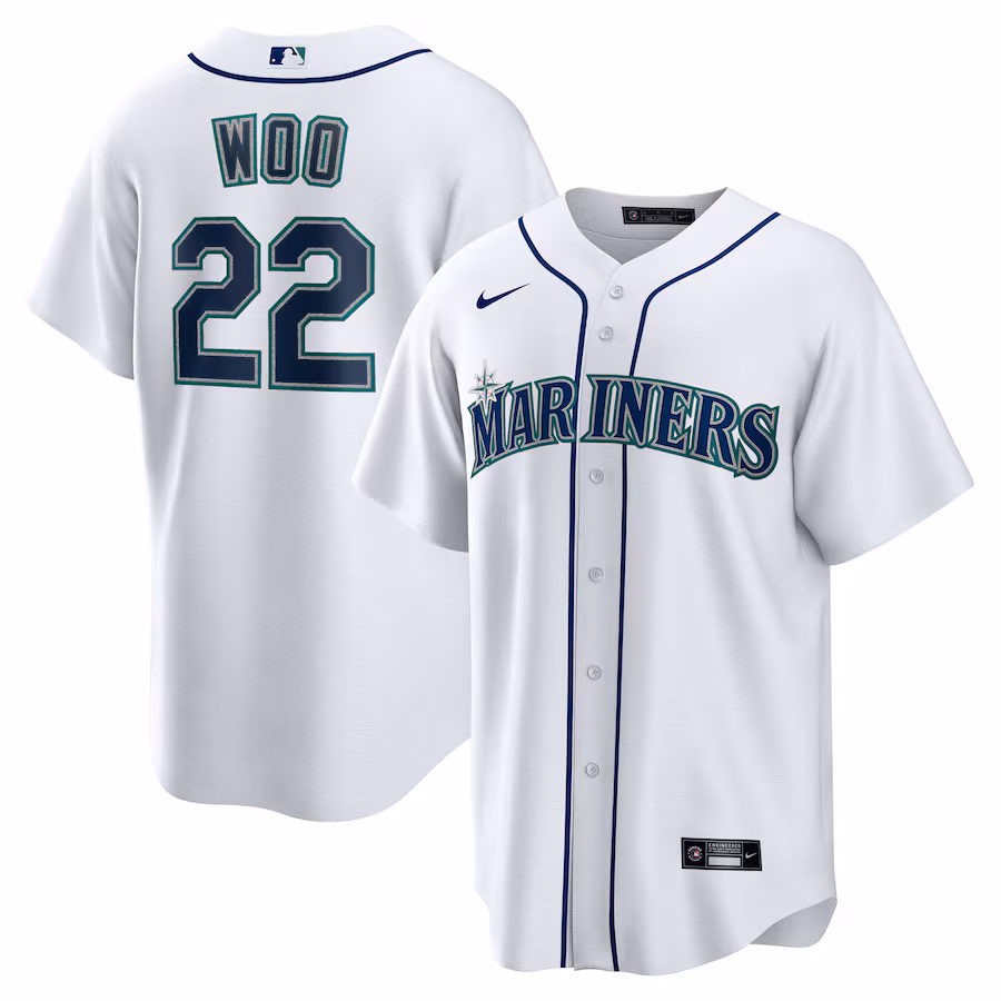 Men's Seattle Mariners Bryan Woo Nike White Home Replica Jersey - Jersey