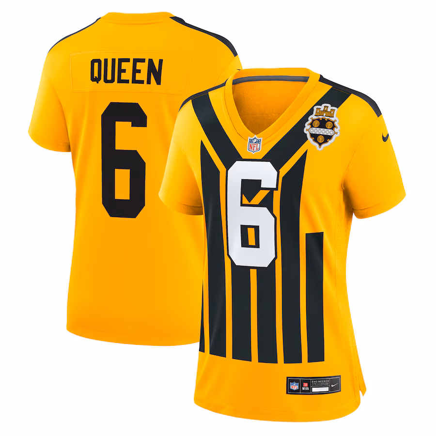 Women's Pittsburgh Steelers Patrick Queen Nike Gold Alternate 1933 Throwback Game Jersey - Jersey