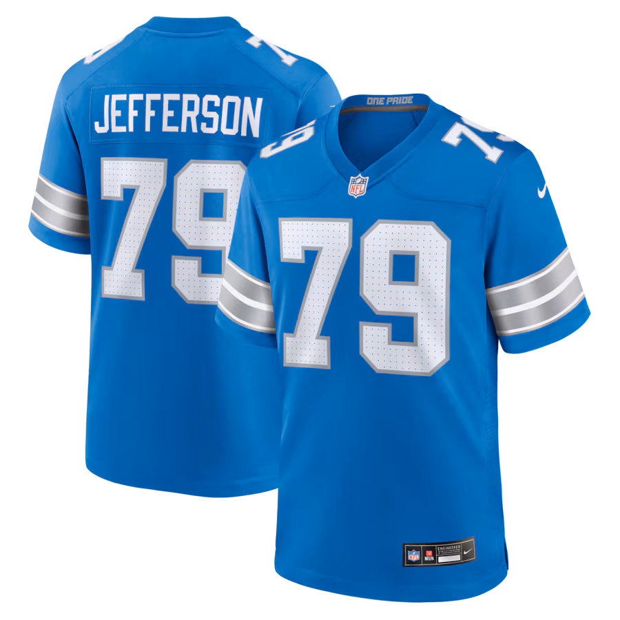 Men's Detroit Lions Quinton Jefferson Nike Blue Team Game Jersey - Jersey