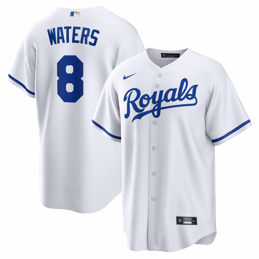Men's Kansas City Royals Drew Waters Nike White Home Replica Jersey - Jersey