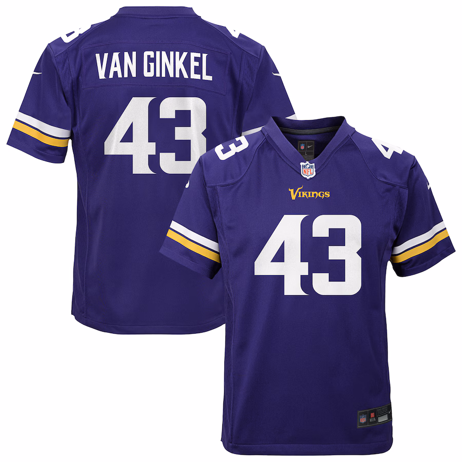Youth Minnesota Vikings Andrew Van Ginkel Nike Purple Team Game Jersey - Jersey