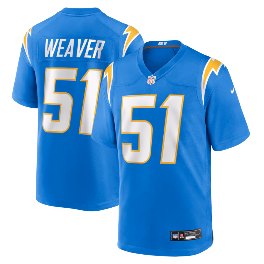 Men's Los Angeles Chargers Rashad Weaver Nike Powder Blue Team Game Jersey - Jersey