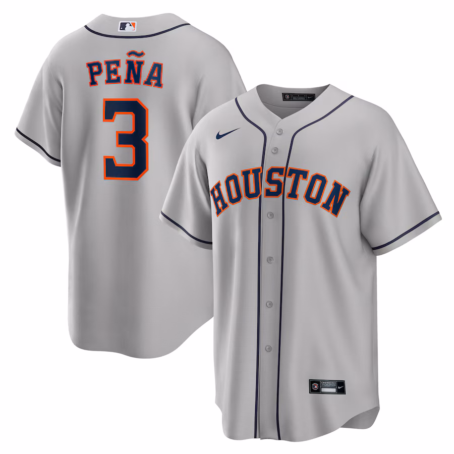 Men's Houston Astros Jeremy Peña Nike Gray Replica Player Jersey - Jersey