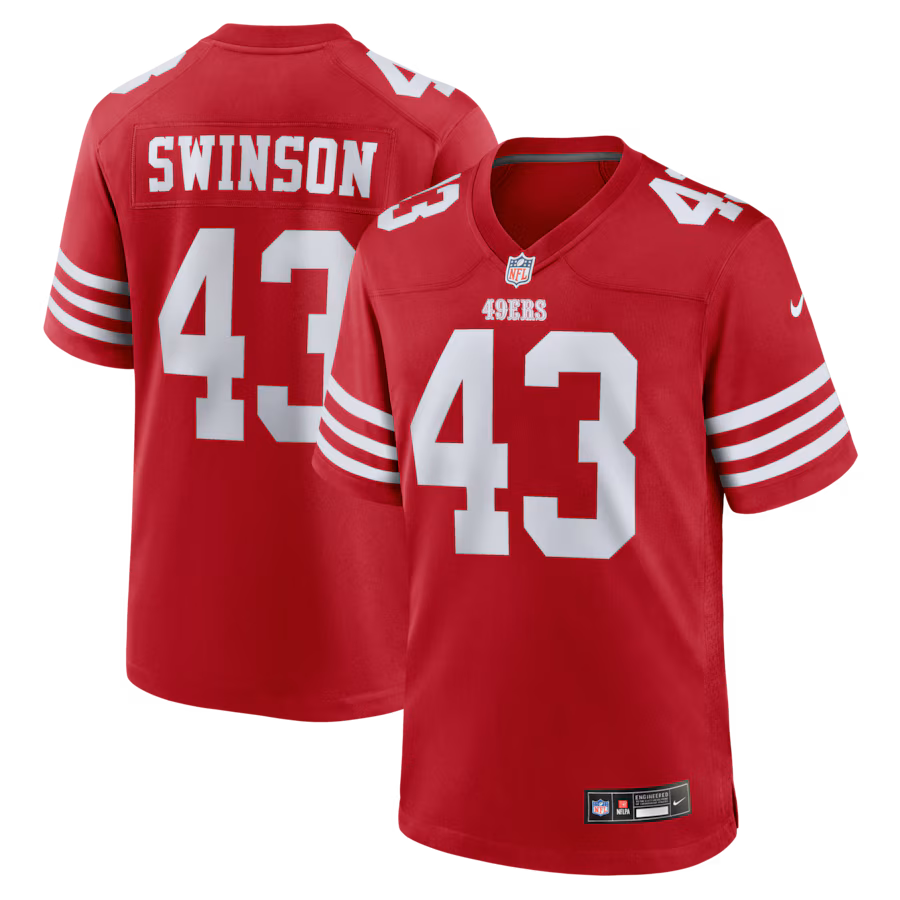 Men's San Francisco 49ers Messiah Swinson Nike Scarlet Team Game Jersey - Jersey