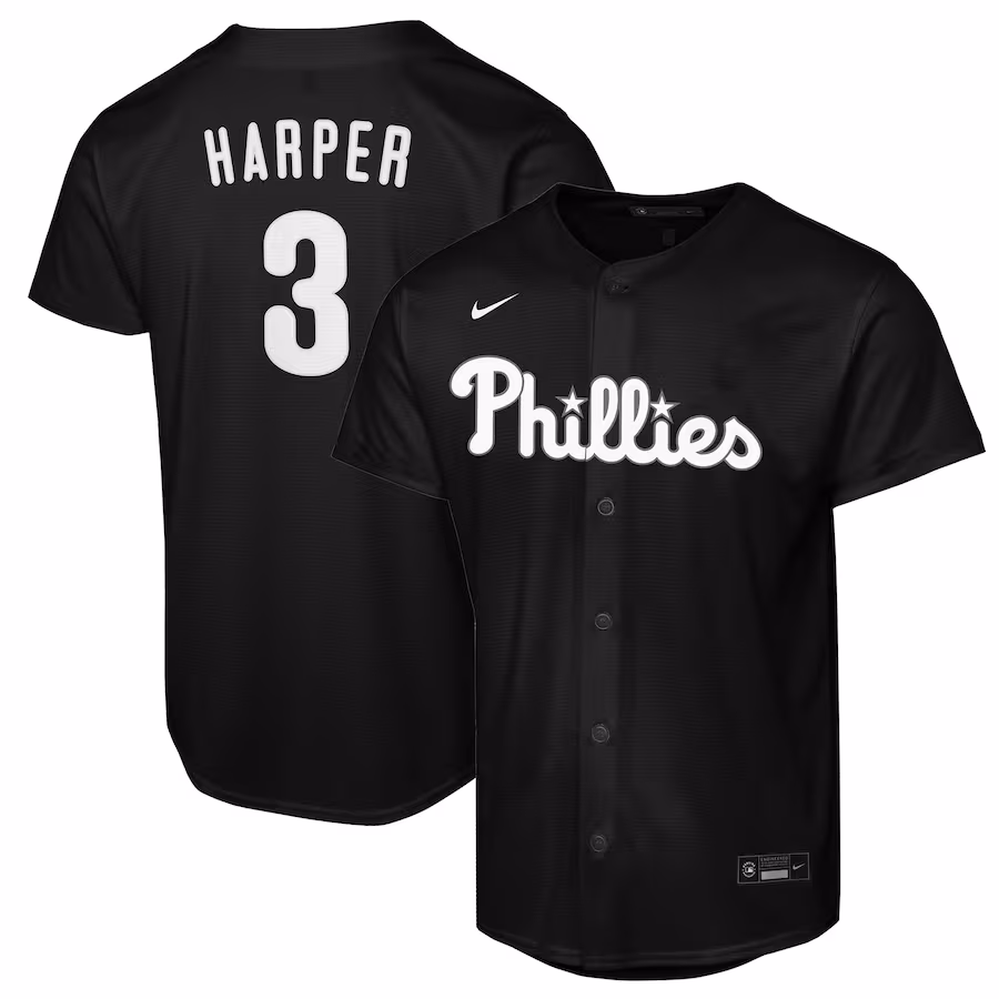 Youth Philadelphia Phillies Bryce Harper Nike Black Replica Fashion Jersey - Jersey