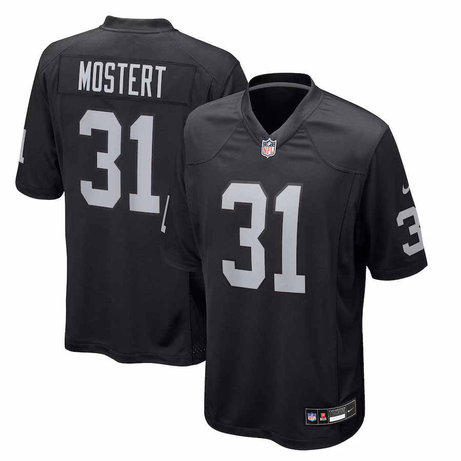 Men's Las Vegas Raiders Raheem Mostert Nike Black Team Game Jersey - Jersey