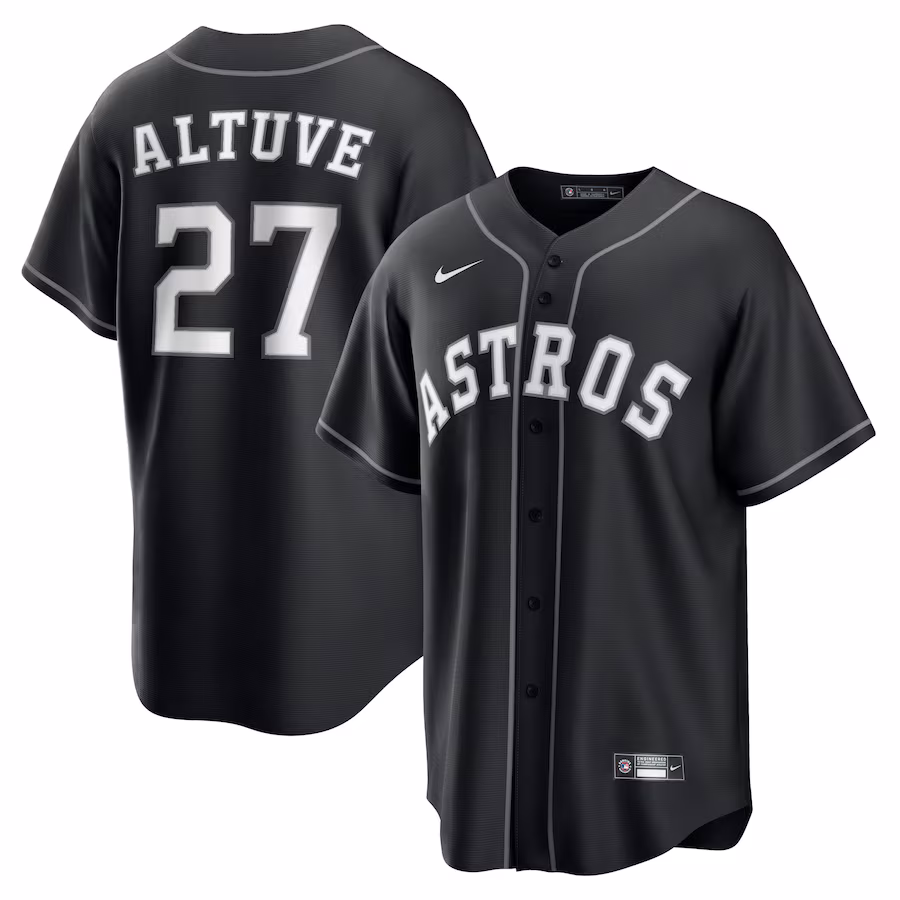Men's Houston Astros Jose Altuve Nike Black Replica Player Jersey - Jersey
