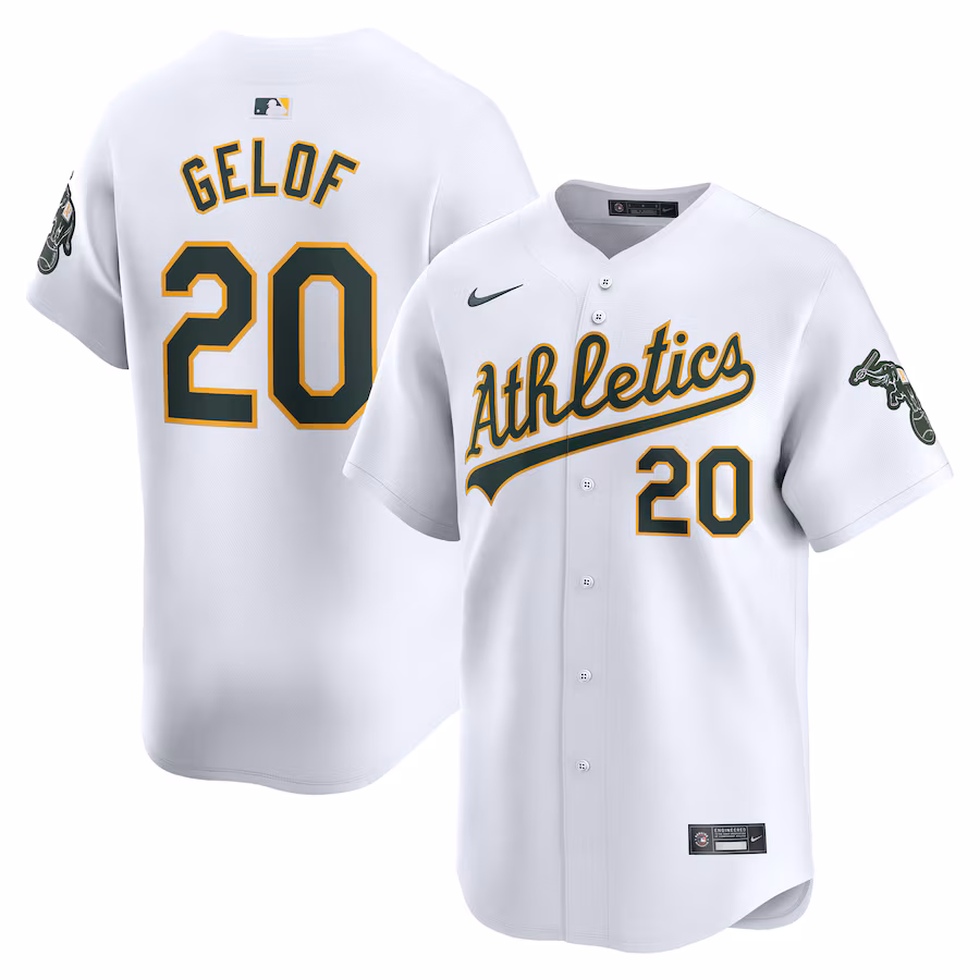 Men's Athletics Zack Gelof Nike White Home Limited Player Jersey - Jersey