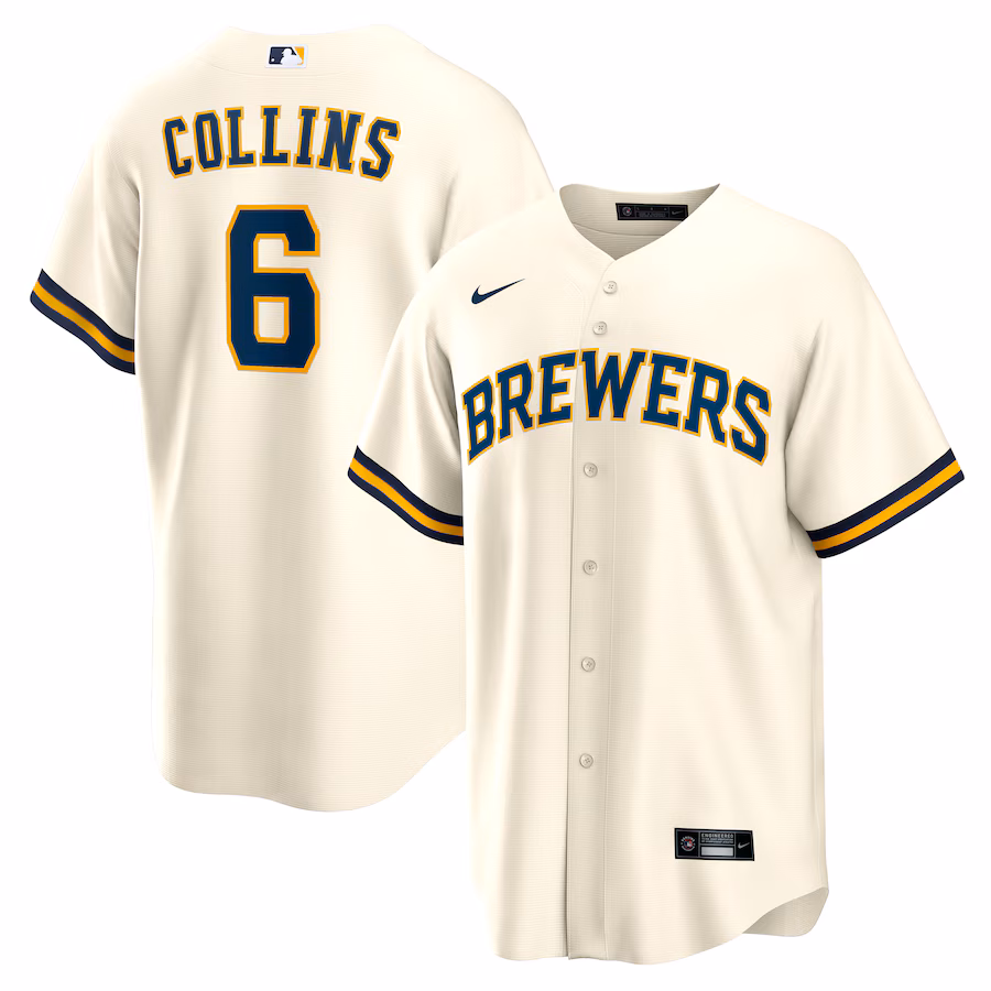Men's Milwaukee Brewers Isaac Collins Nike Cream Home Replica Jersey - Jersey
