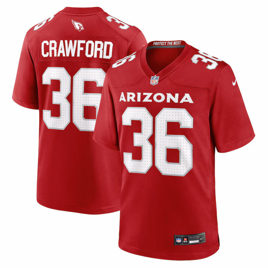 Men's Arizona Cardinals Kitan Crawford Nike Cardinal Team Game Jersey - Jersey