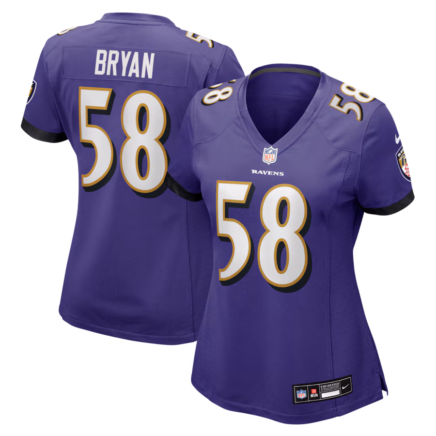 Women's Baltimore Ravens Taven Bryan Nike Purple Team Game Jersey - Jersey