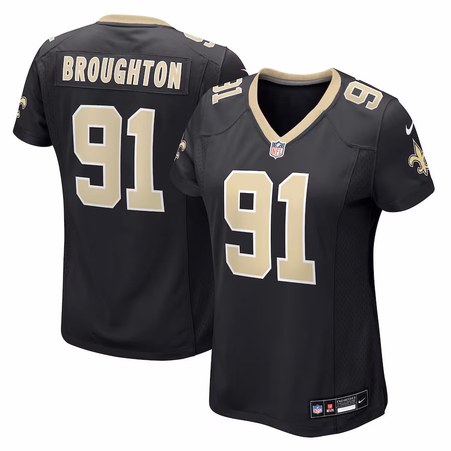 Women's New Orleans Saints Vernon Broughton Nike Black Team Game Jersey - Jersey