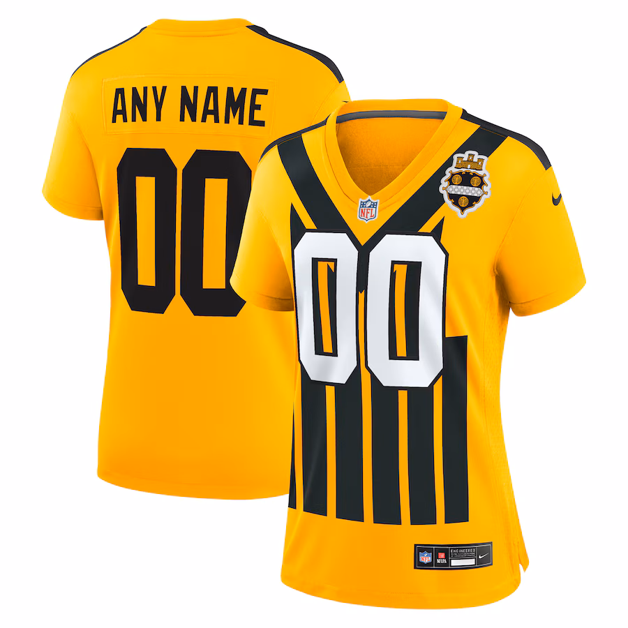 Women's Pittsburgh Steelers Nike Gold Alternate 1933 Throwback Game Custom Jersey - Jersey